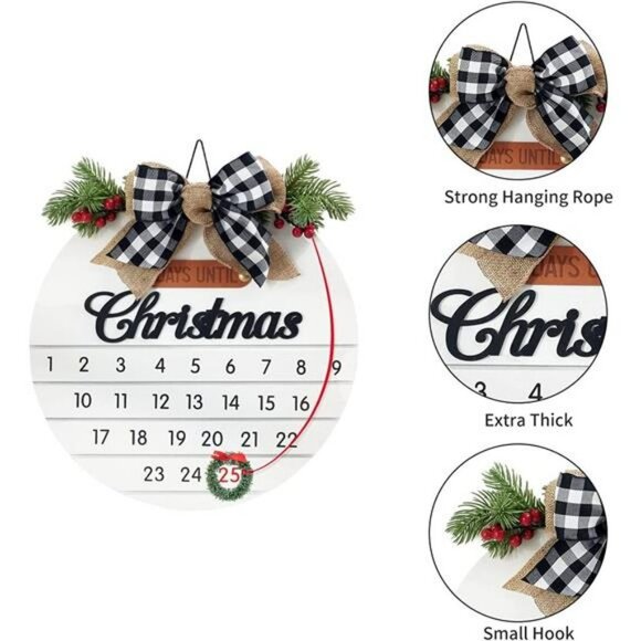 Christmas Hanging Sign Welcome Door Sign for Front Door Home Decoration (white) - Picture 3 of 6